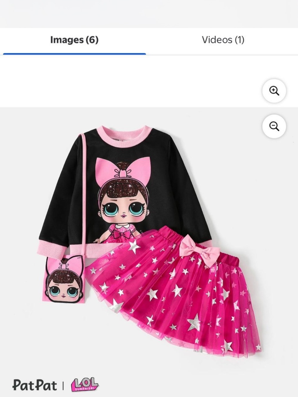 L.O.L. Surprise! Black Top with Pink Accents & Hot Pink Star Tutu Set- Size 2